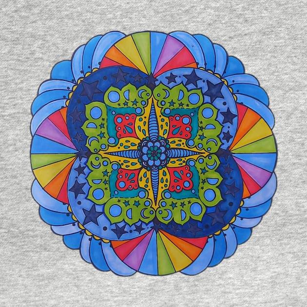 Star Burst Rainbow Mandala by AmeUmiShop